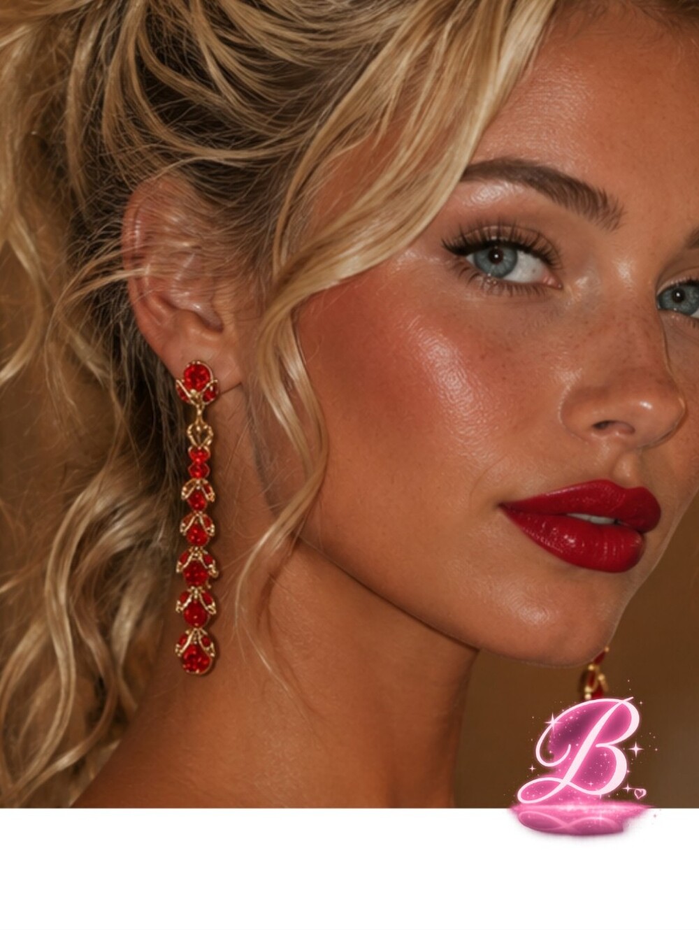🚨2 For $20🚨Red Stone Drop Statement Earrings NWT